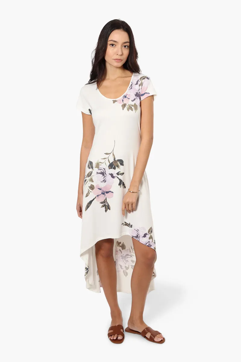 International INC Company Floral High Low Maxi Dress - White