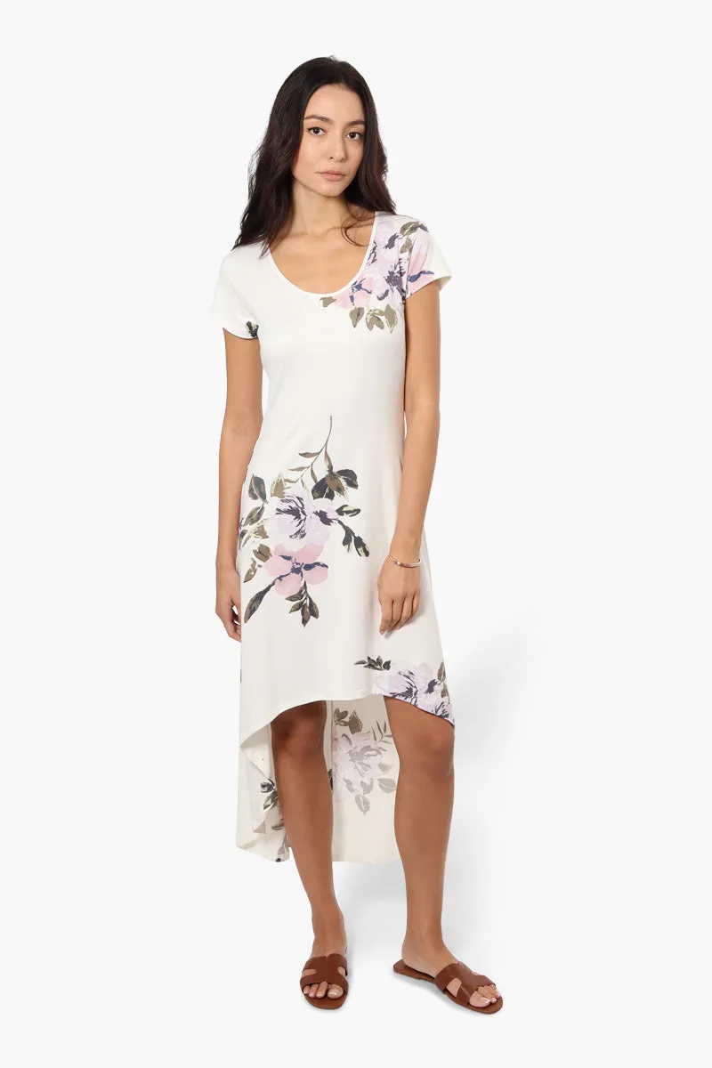 International INC Company Floral High Low Maxi Dress - White