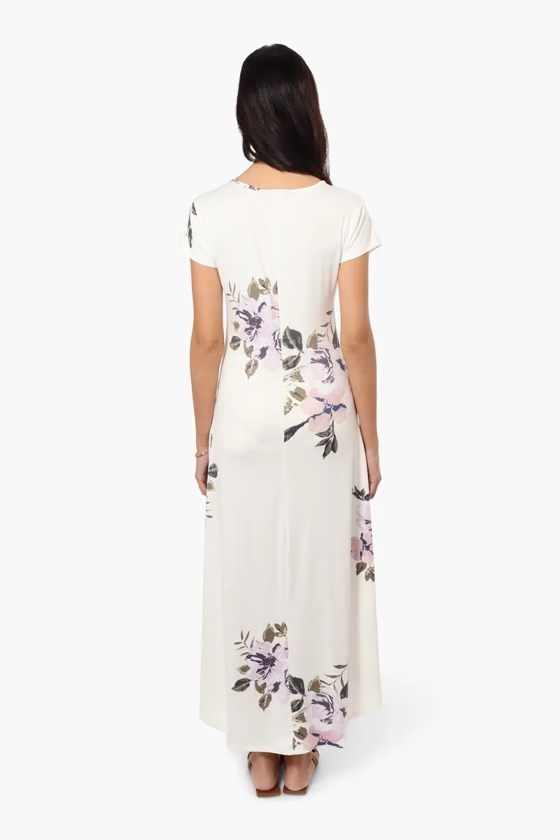 International INC Company Floral High Low Maxi Dress - White