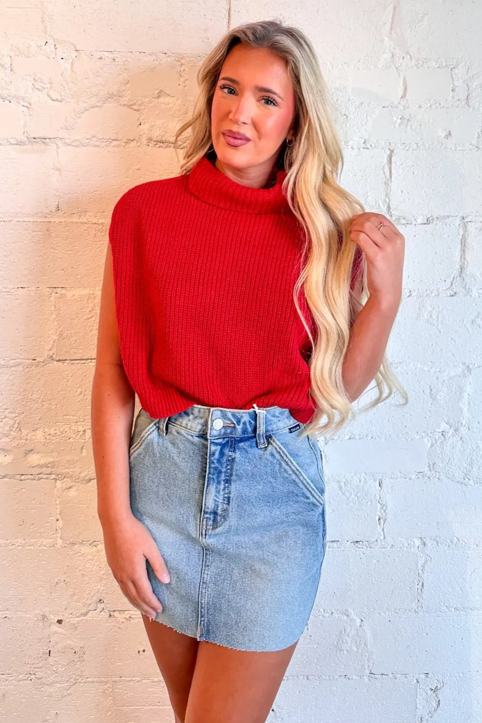 Jane Sleeveless Turtleneck Crop Top