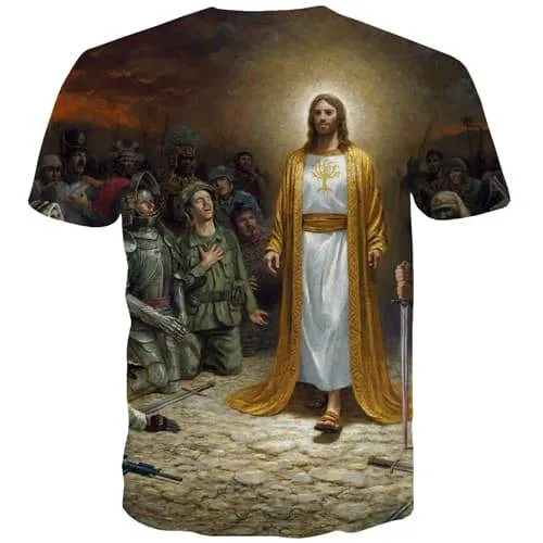 Jesus T shirts Men War T shirts Funny Military T-shirts Graphic Personality Tshirts Cool Personality Tshirts Casual Short Sleeve