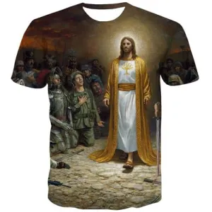 Jesus T shirts Men War T shirts Funny Military T-shirts Graphic Personality Tshirts Cool Personality Tshirts Casual Short Sleeve