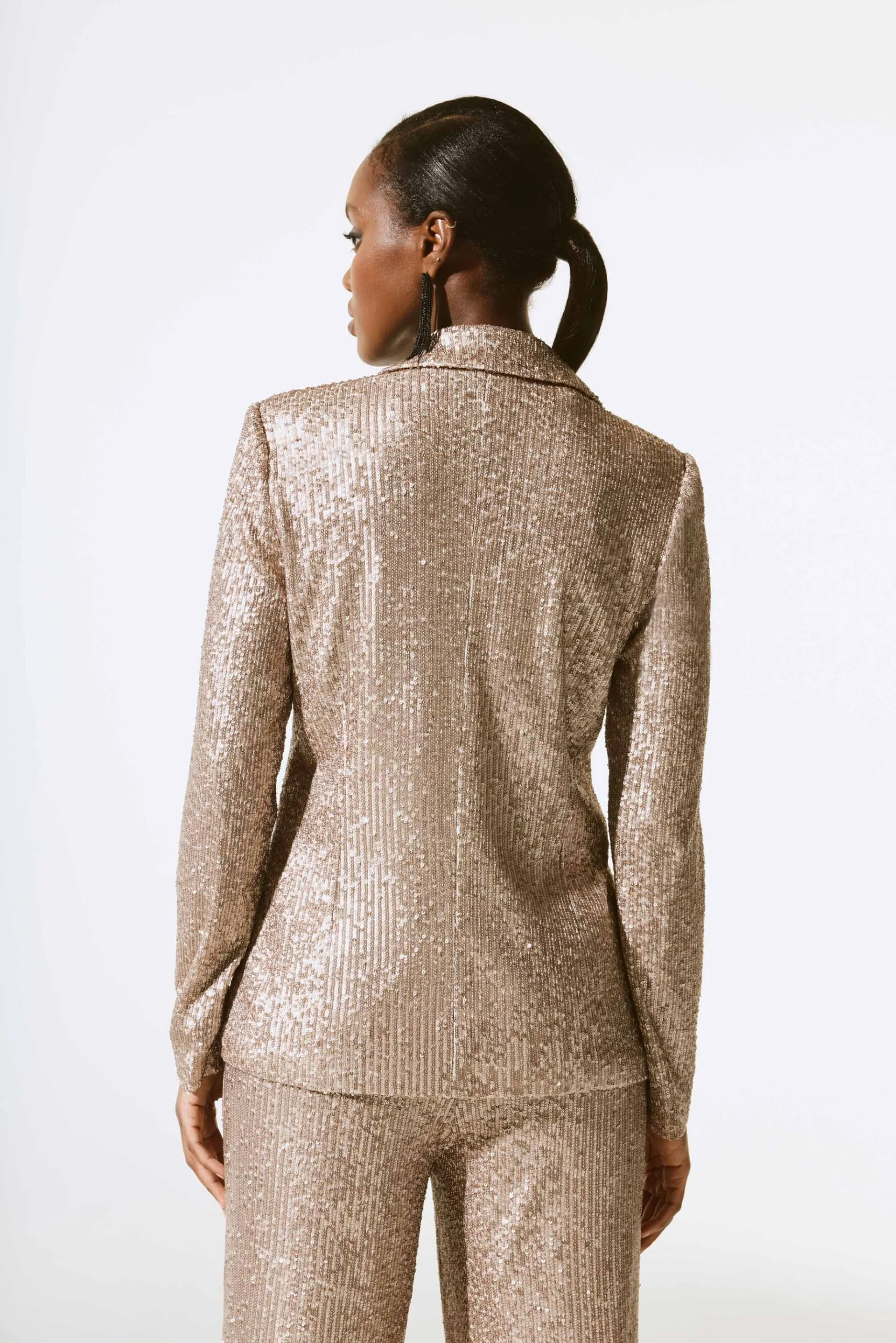 Joseph Ribkoff Matte Gold Sequined Long Sleeve Blazer Jacket 243772