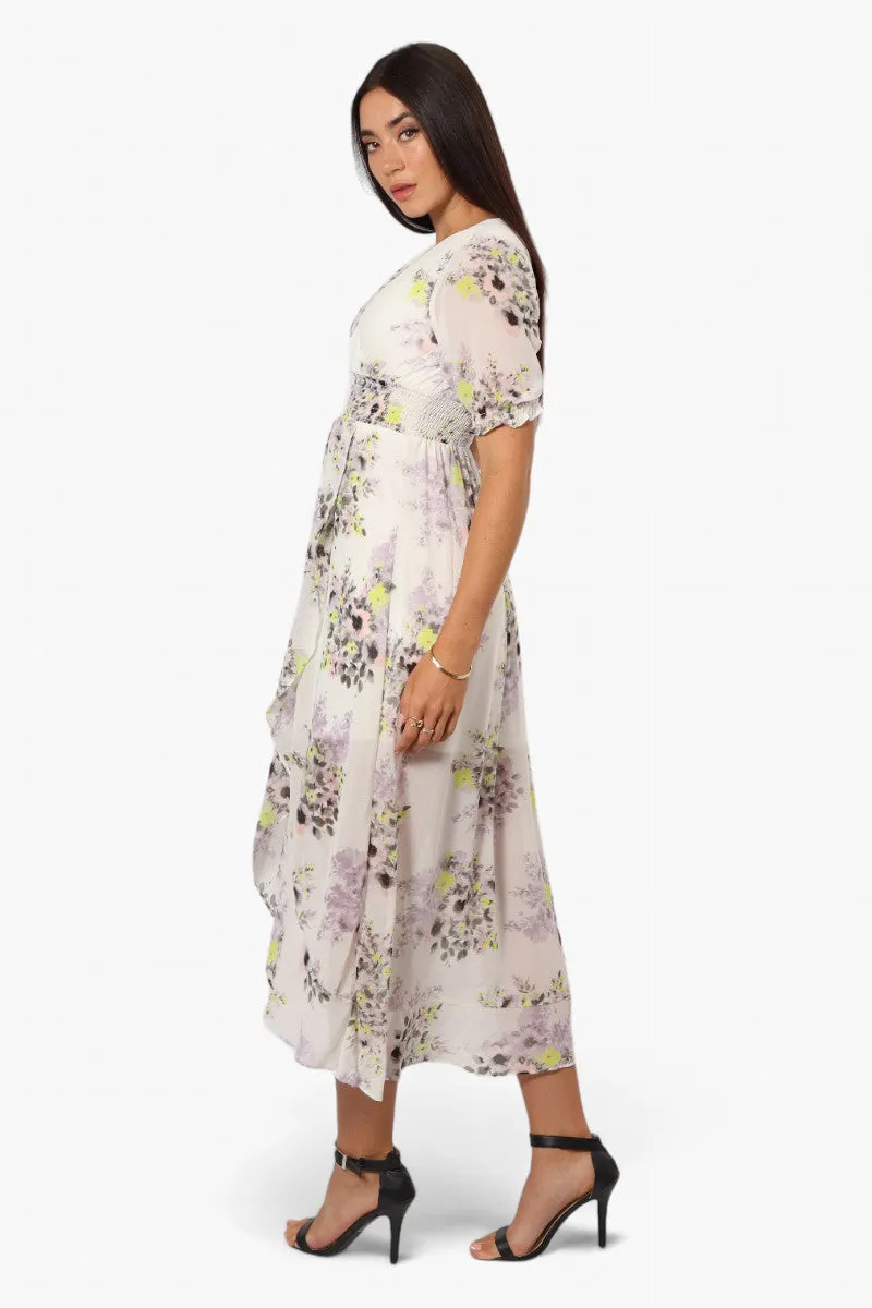 Limite Floral Crossover Chiffon Maxi Dress - White