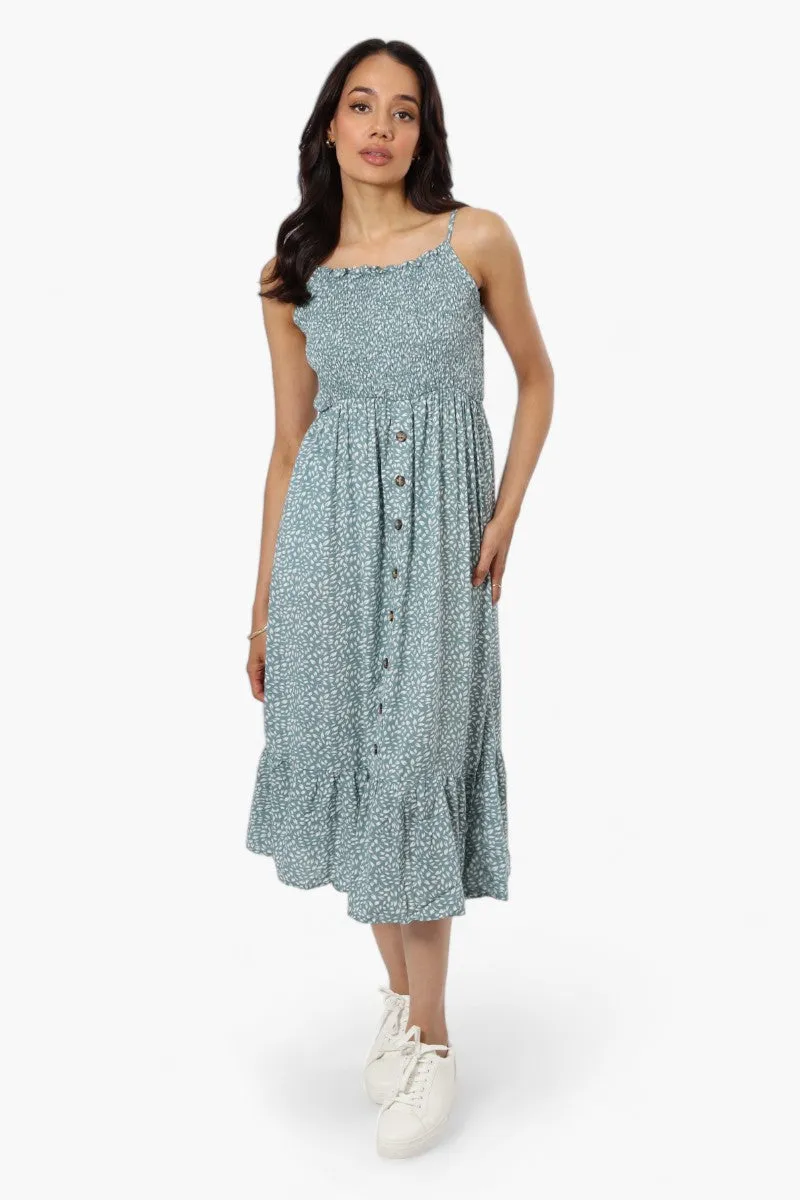 Limite Floral Smocked Top Maxi Dress - Teal