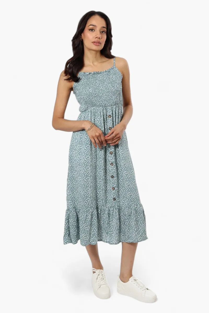 Limite Floral Smocked Top Maxi Dress - Teal