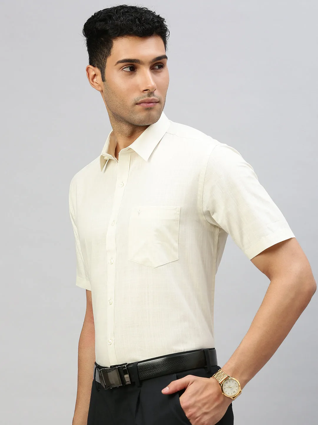 Men 100% Cotton Shirt Cream T37 TM1