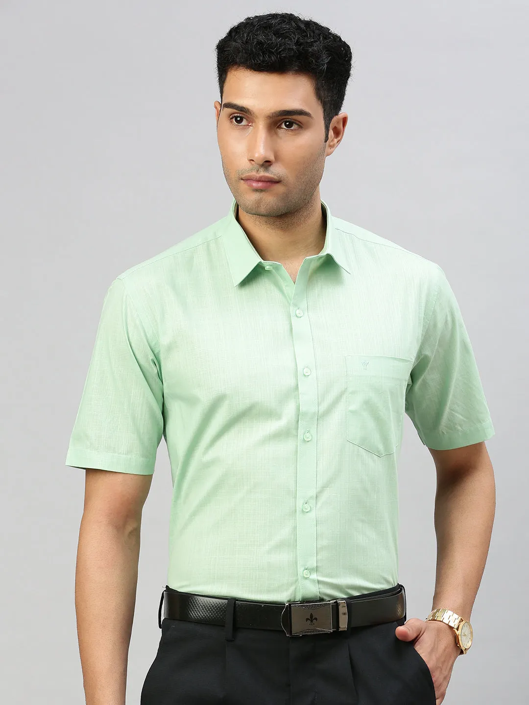 Men 100% Cotton Shirt Green T37 TM10