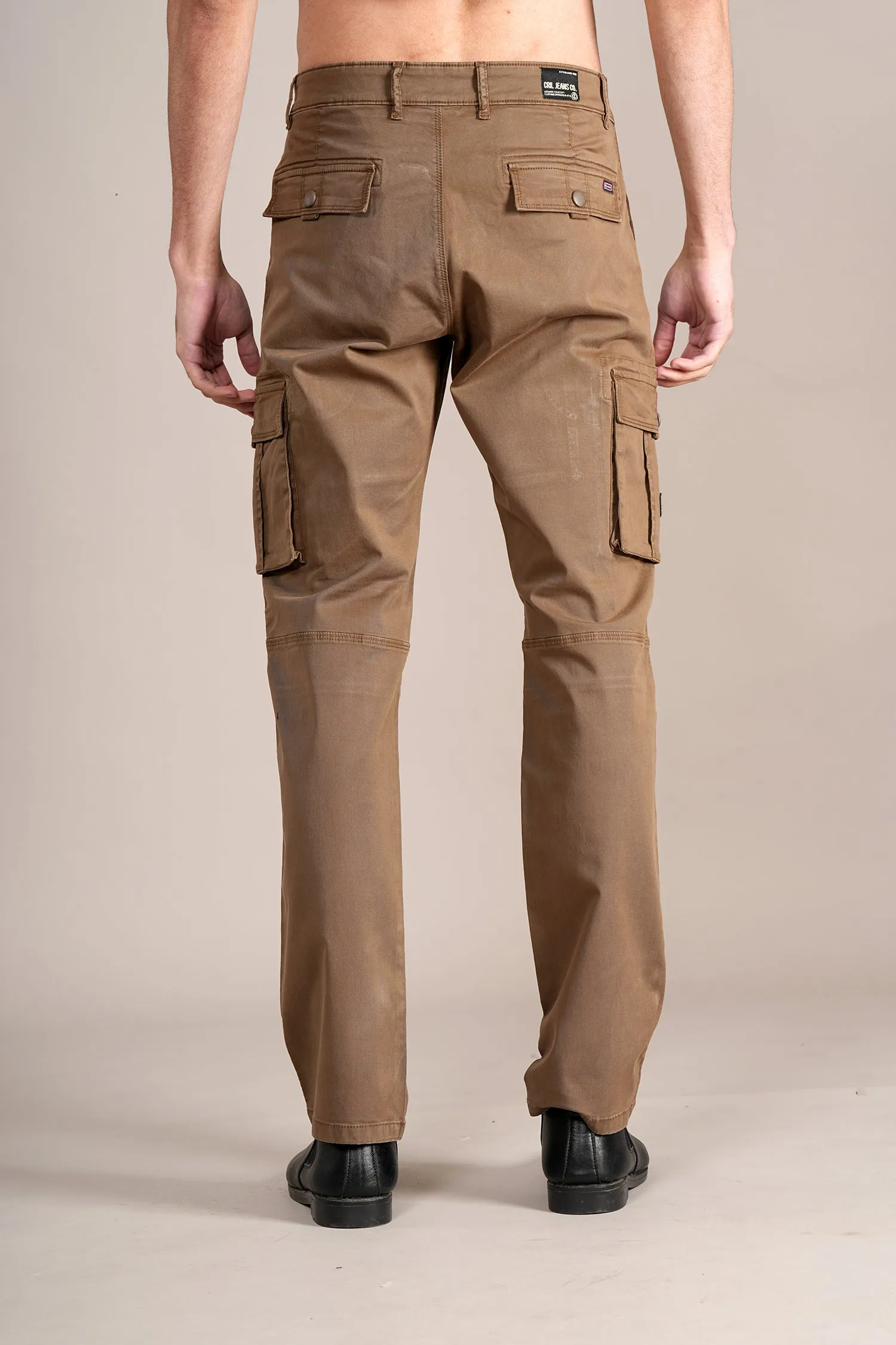 Men Brown Solid Casual Cargo Pant