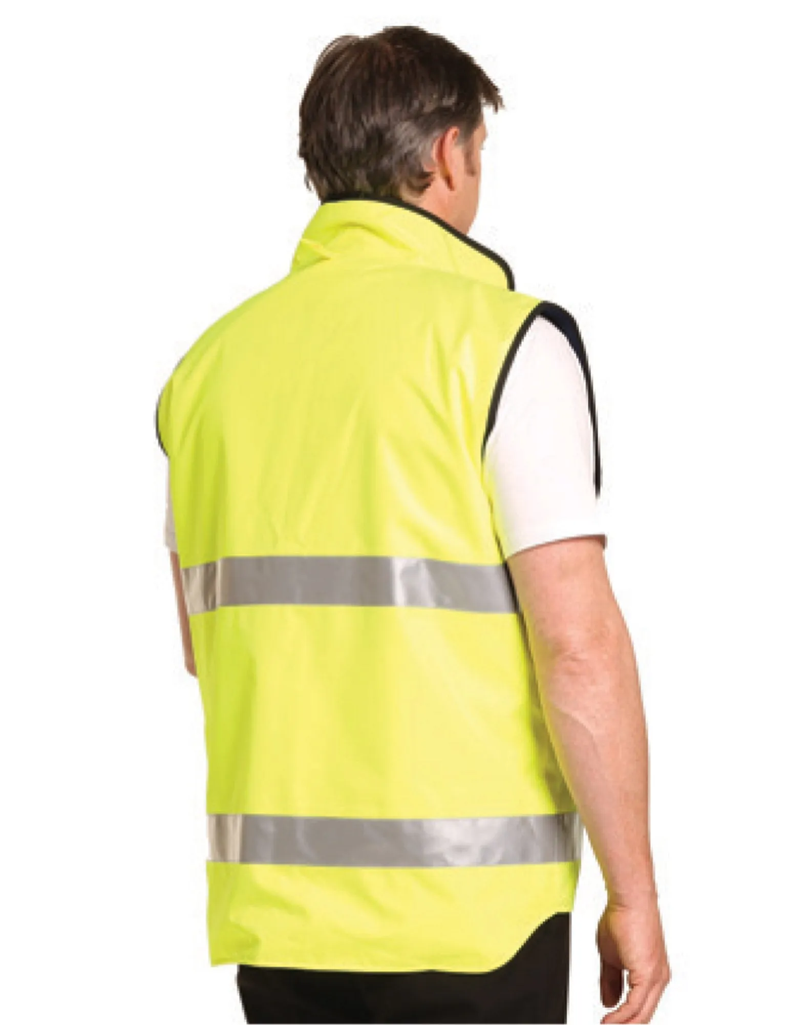 Mens Hi-Vis Reversible Mandarin Collar Safety Vest With 3M Tapes SW49