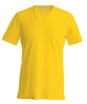 Mens short-sleeved V-neck T-shirt | Yellow