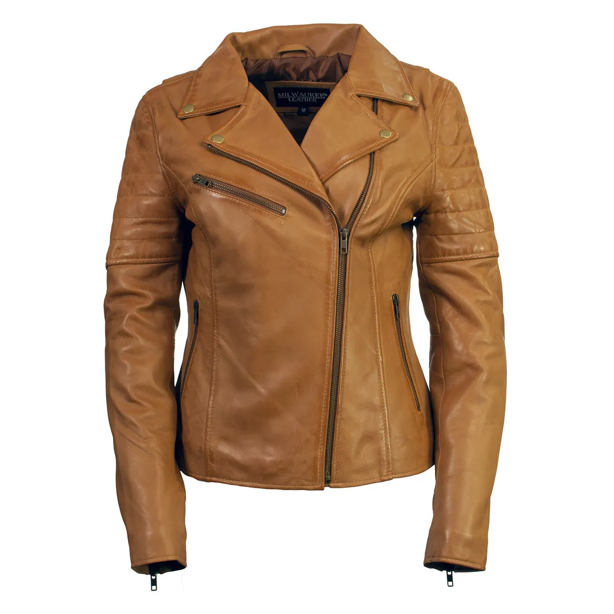 Milwaukee Leather Women's Duchess Whiskey Motorcycle Style Fashion Casual Leather Jacket SFL2870