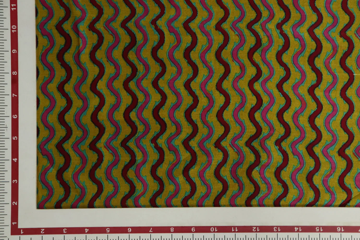 Multicolor Waves Printed Chanderi Cotton Fabric