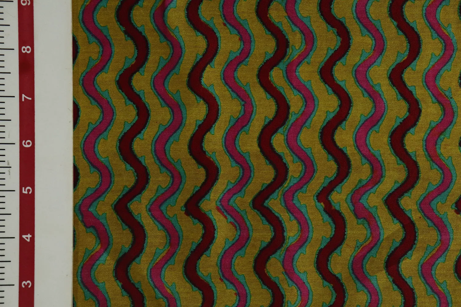 Multicolor Waves Printed Chanderi Cotton Fabric