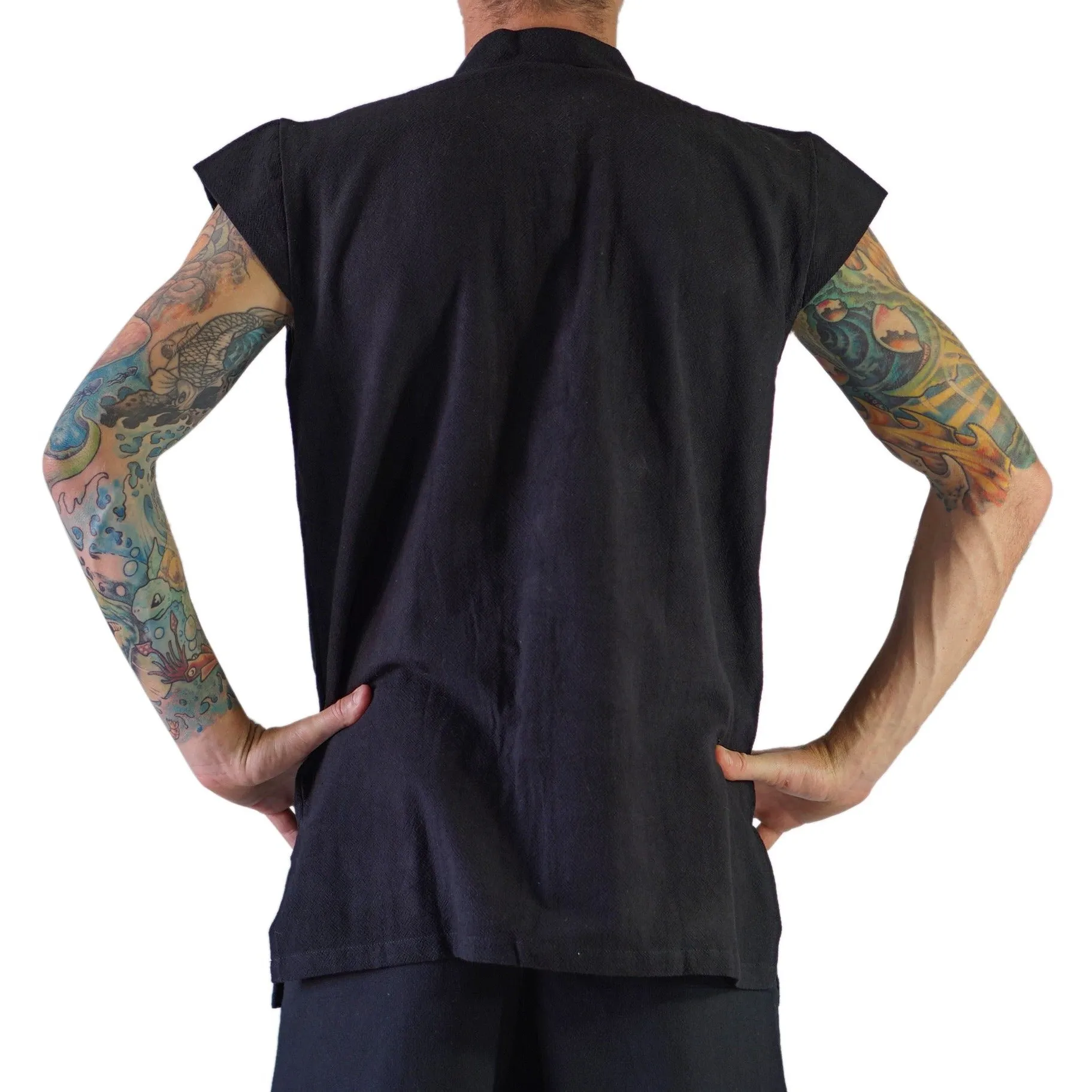 'Naval' Pirate Vest - Plain Cotton - Black