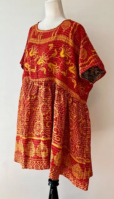 NEW Artisan Quilt Mini Dress. Comfortable, Soft, and Very Chic In Rust