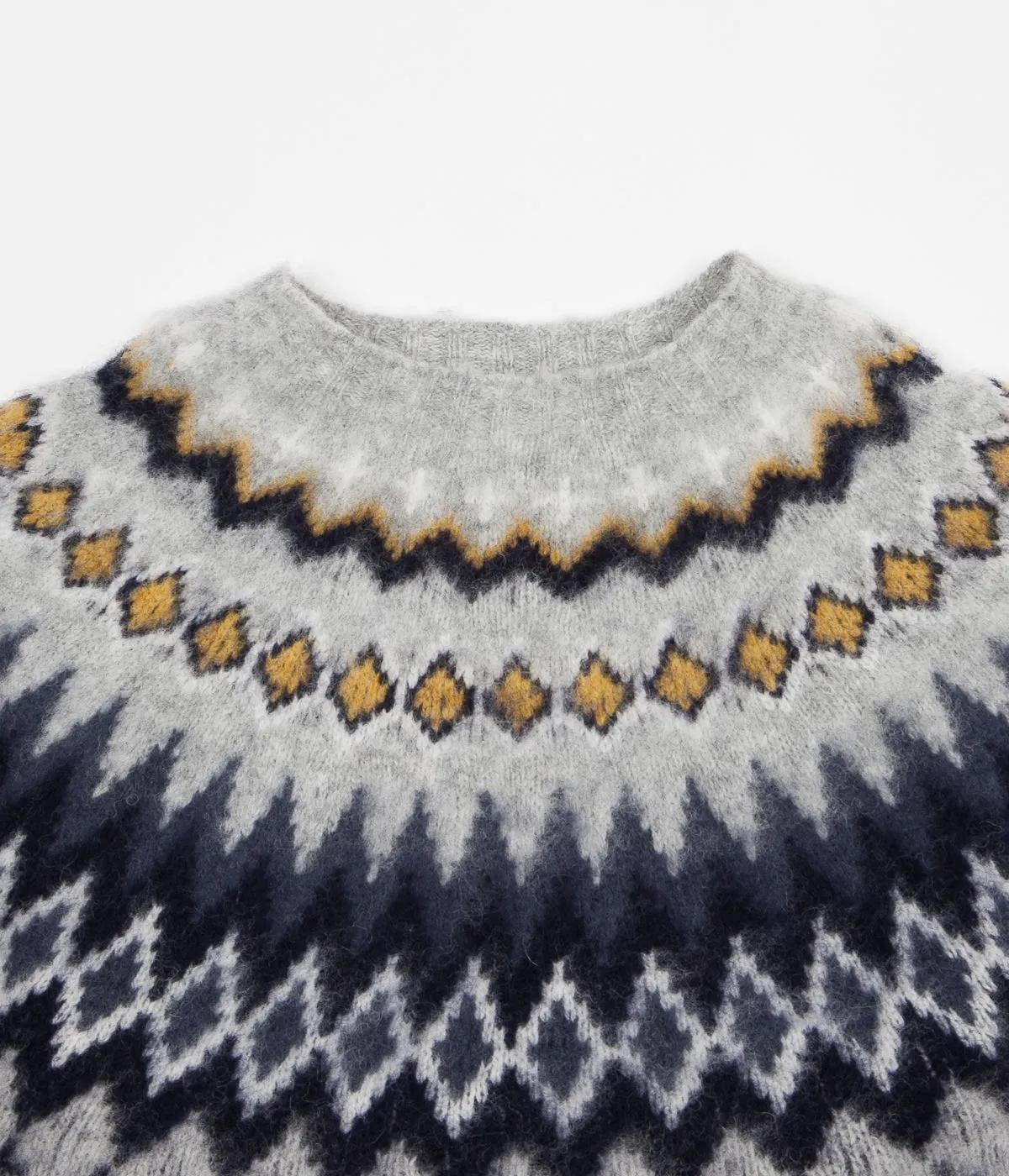 Norse Projects Birnir Fairisle Knit Jumper - Light Grey Melange