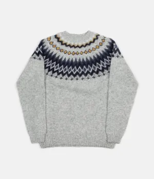 Norse Projects Birnir Fairisle Knit Jumper - Light Grey Melange