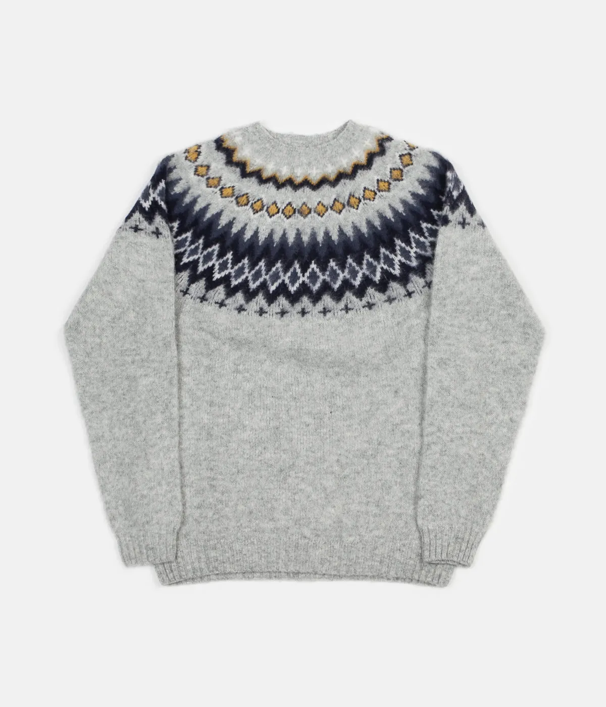 Norse Projects Birnir Fairisle Knit Jumper - Light Grey Melange