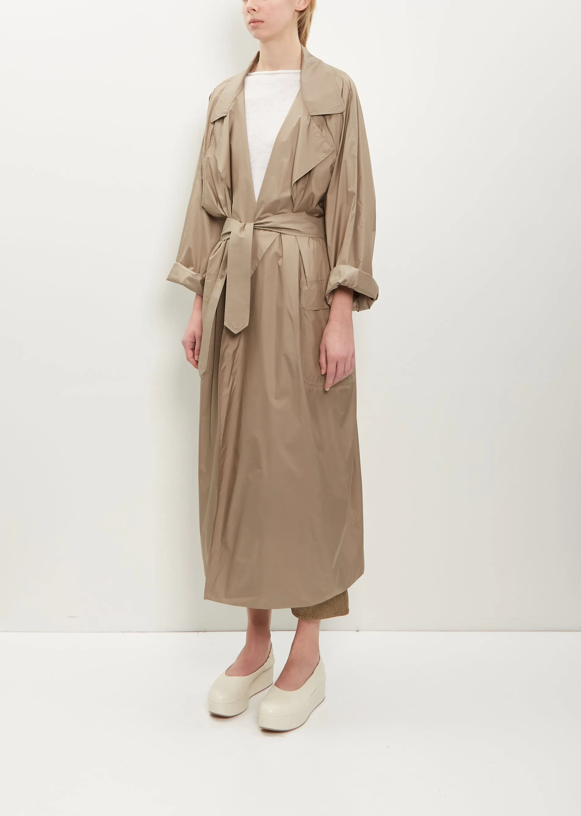 Nylon Oversized Trench Coat — Tortora