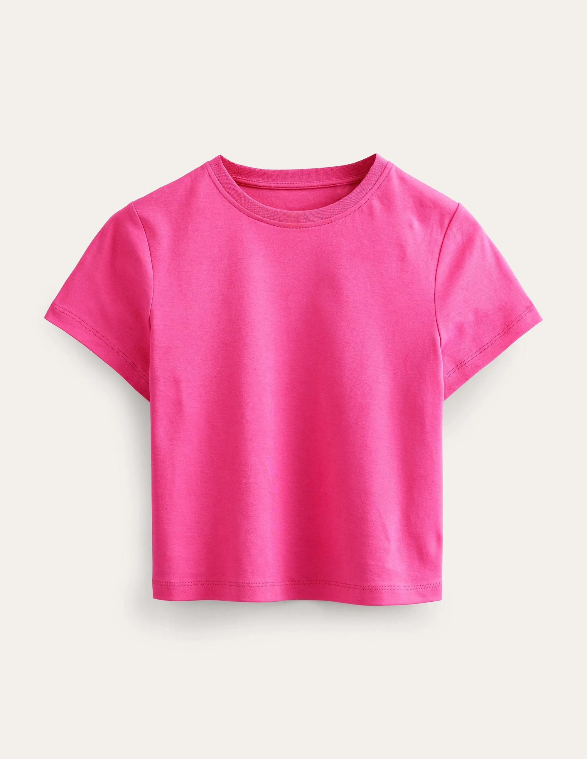 Perfect Cotton Cropped T-Shirt-Fuchsia Fedora