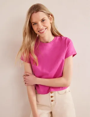 Perfect Cotton Cropped T-Shirt-Fuchsia Fedora