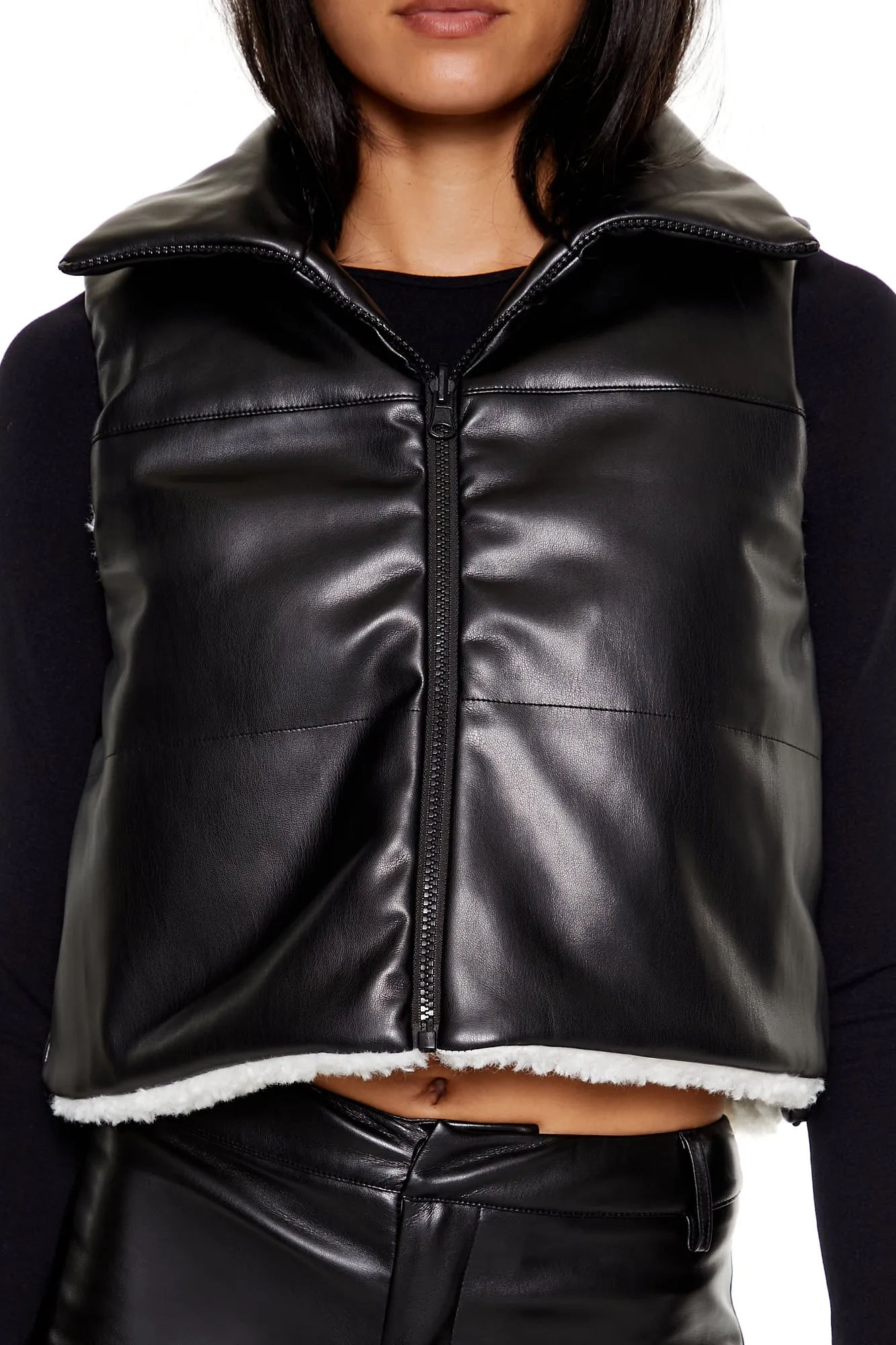 Reversible Faux Shearling & Faux Leather Vest