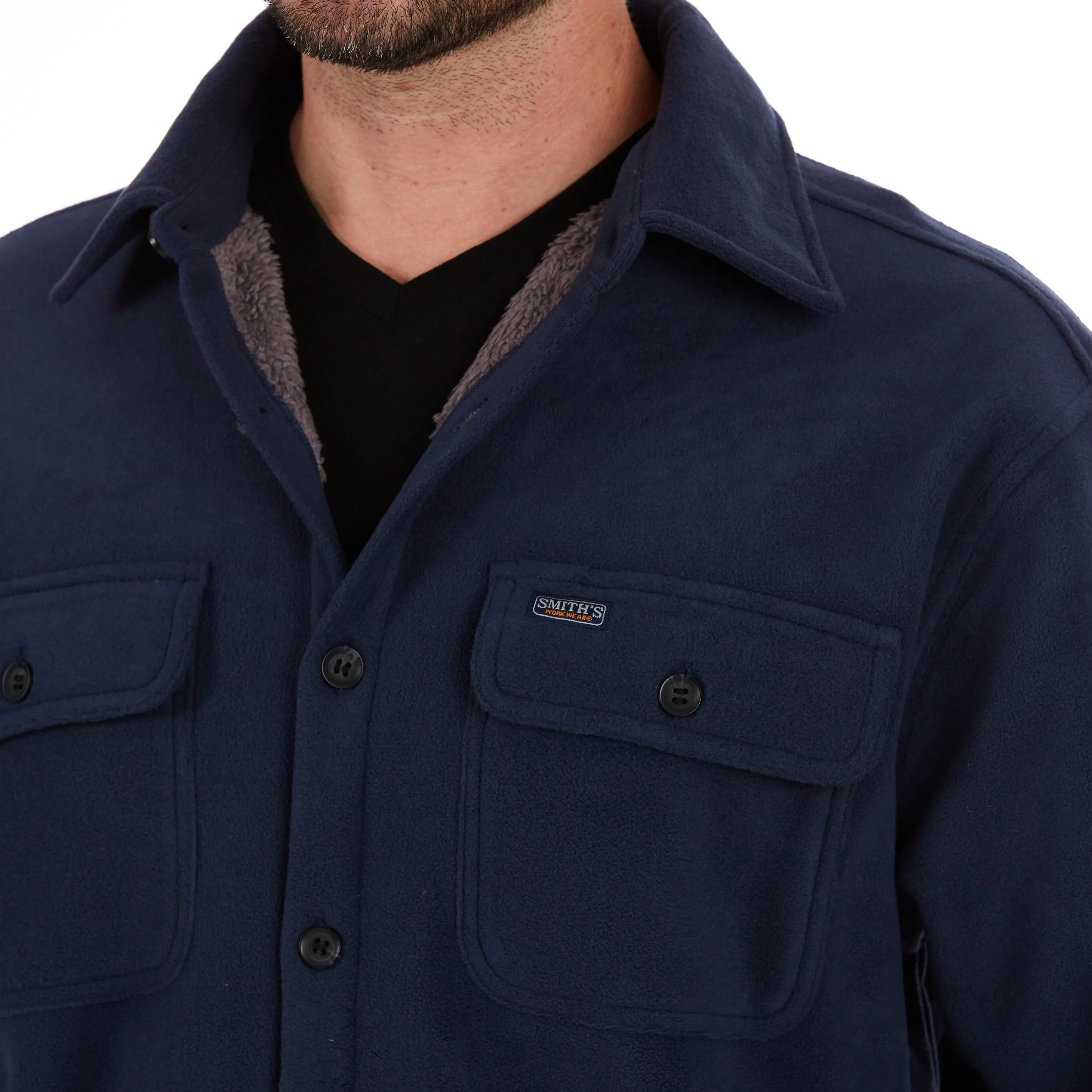 SHERPA-LINED FLEECE SHIRT JACKET