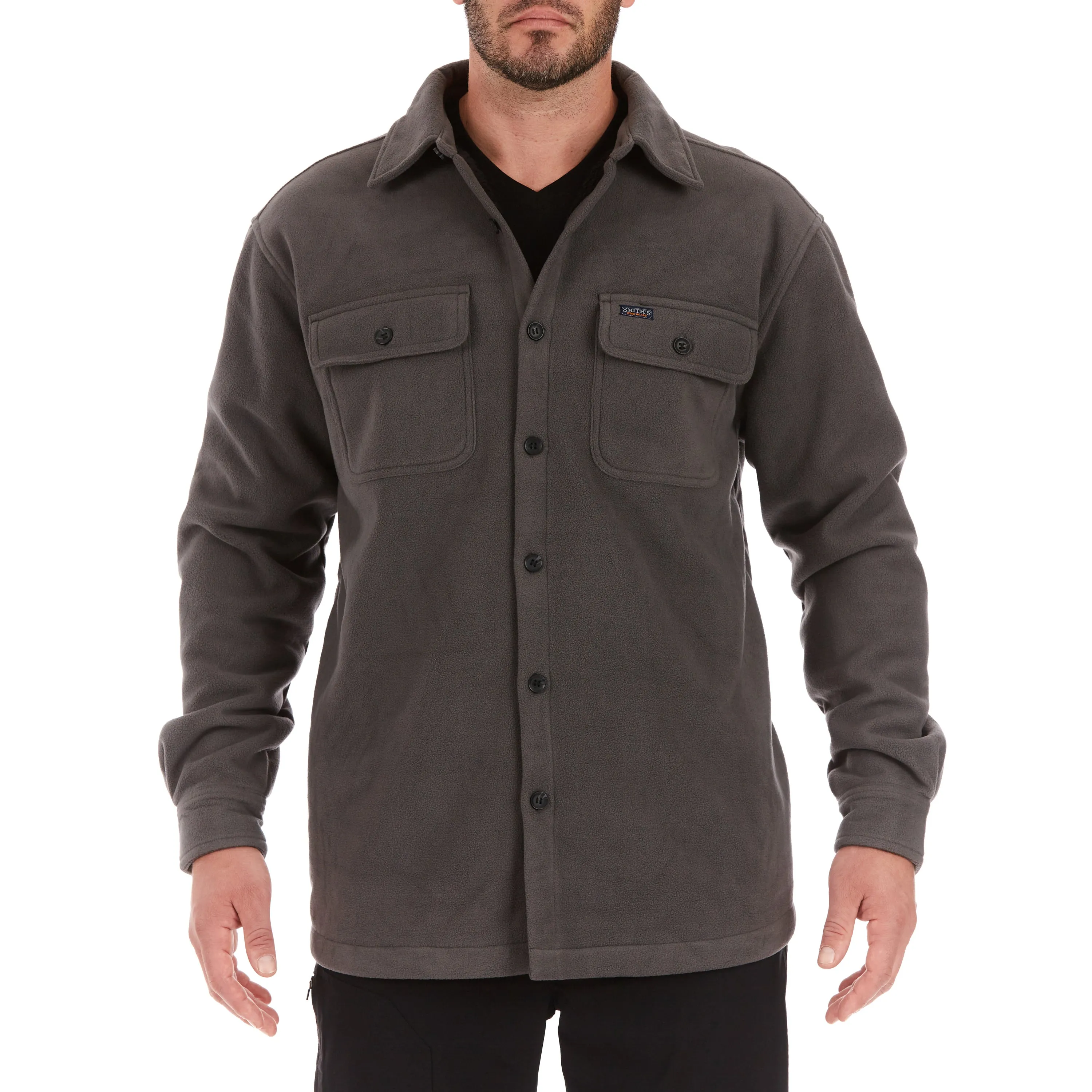 SHERPA-LINED FLEECE SHIRT JACKET