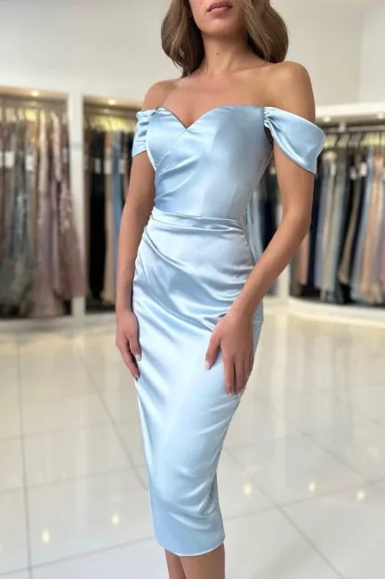 Simple v-neck cap sleeves column satin evening dresses with ruffles