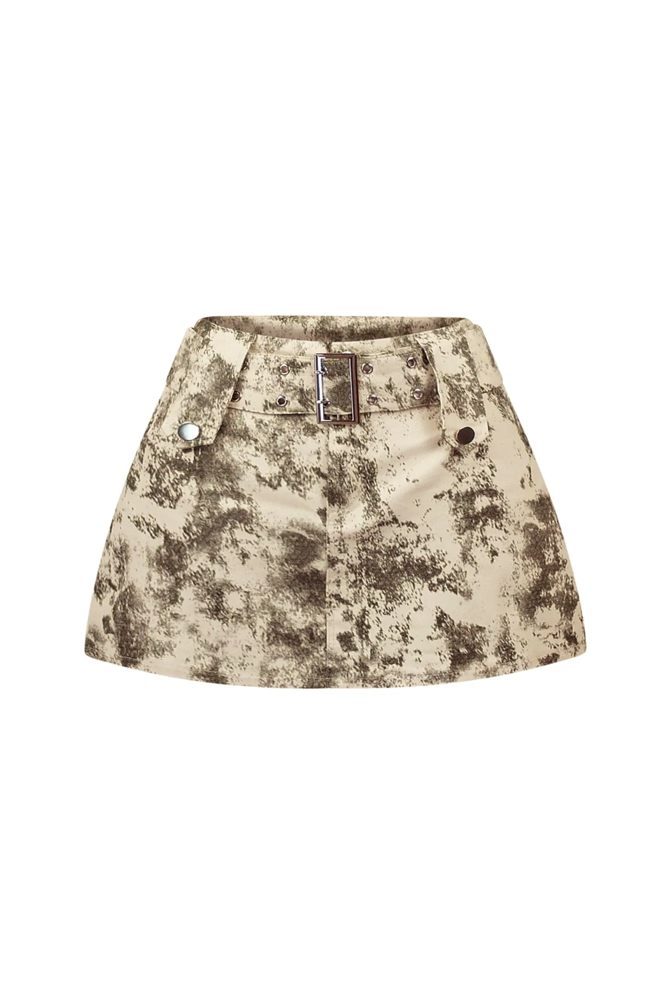 Soft Girl Era Print Belted Mini Skirt