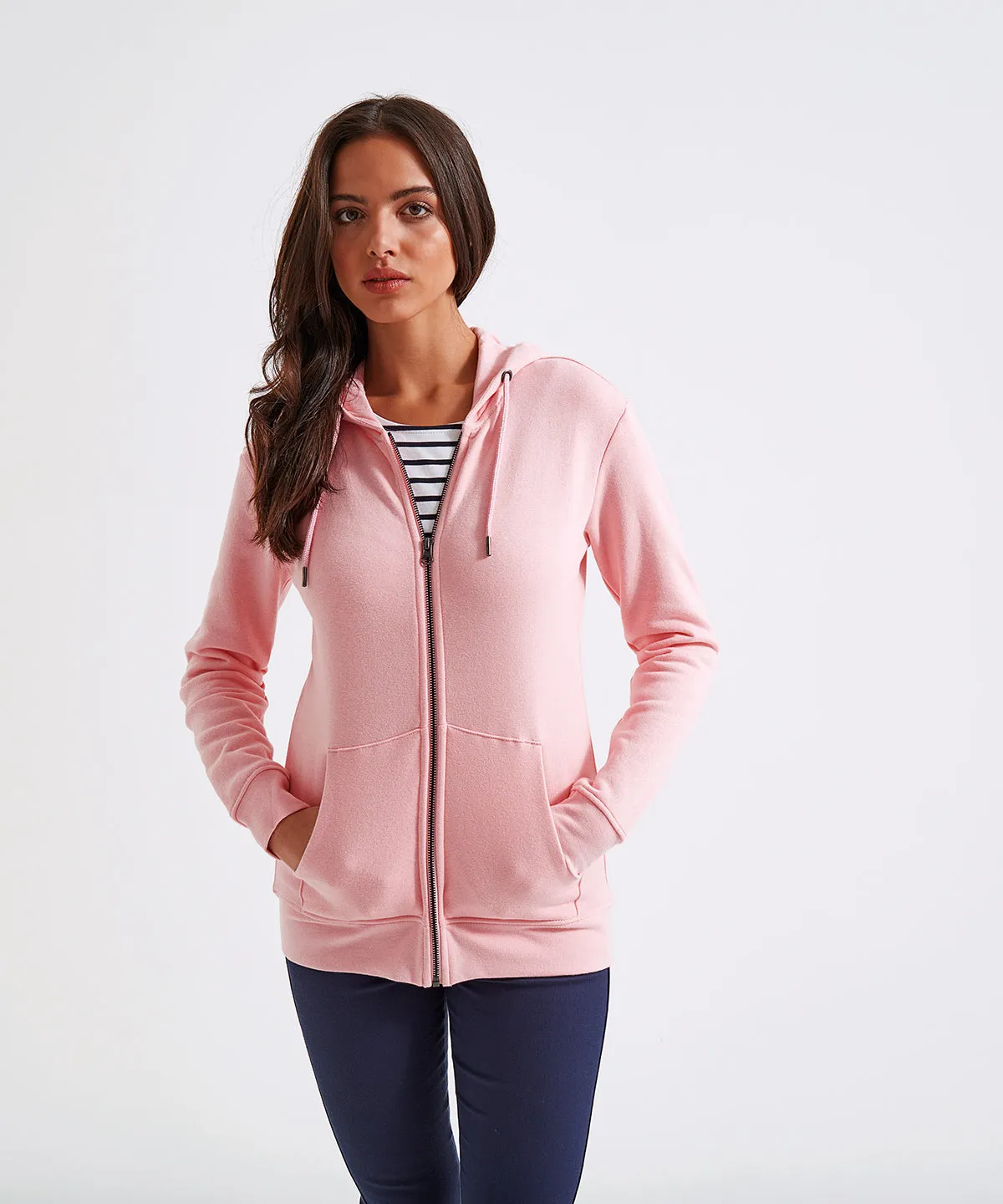 Soft Pink - Women's zip-through organic hoodie