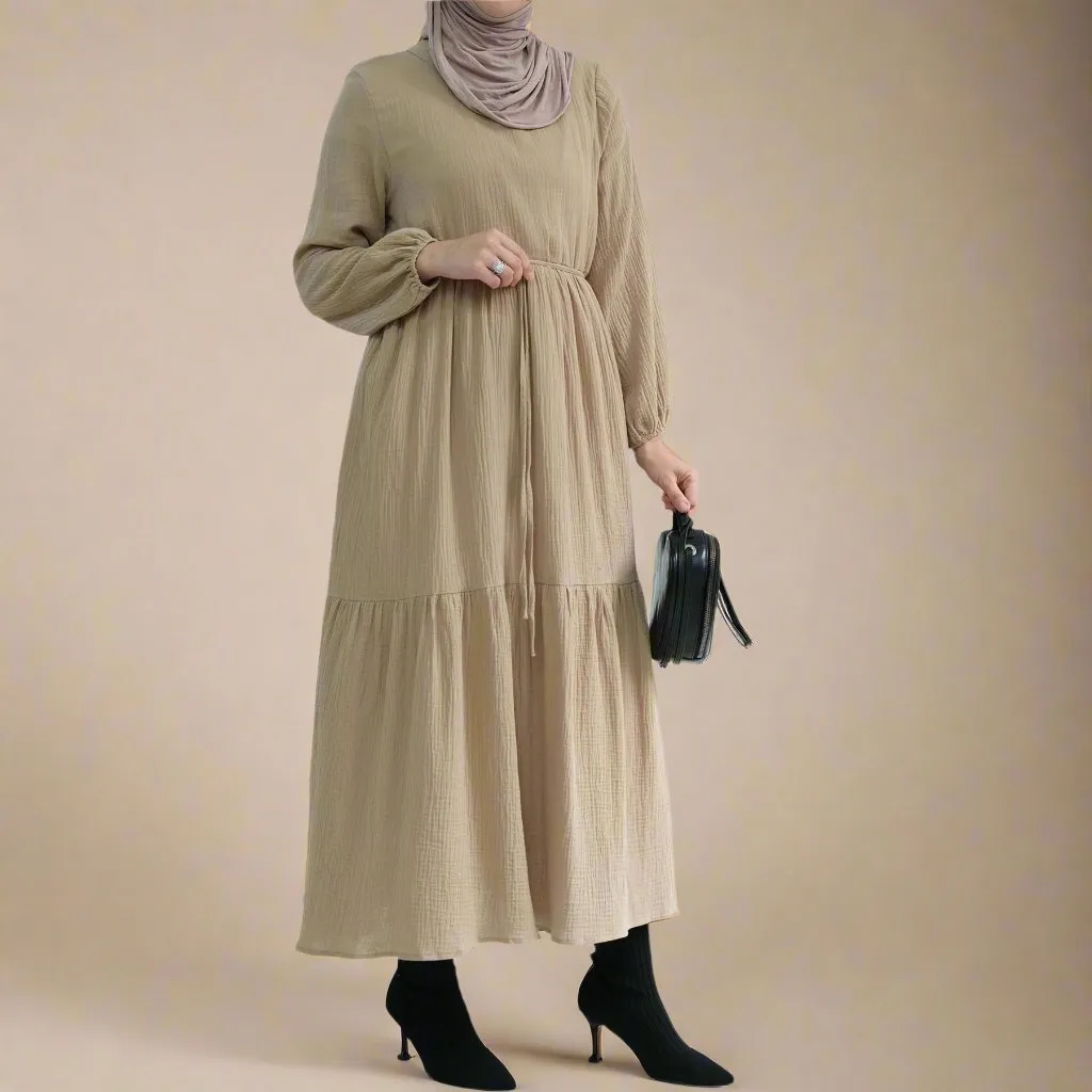 Sophie Comfortable cotton dress with  a belted waist