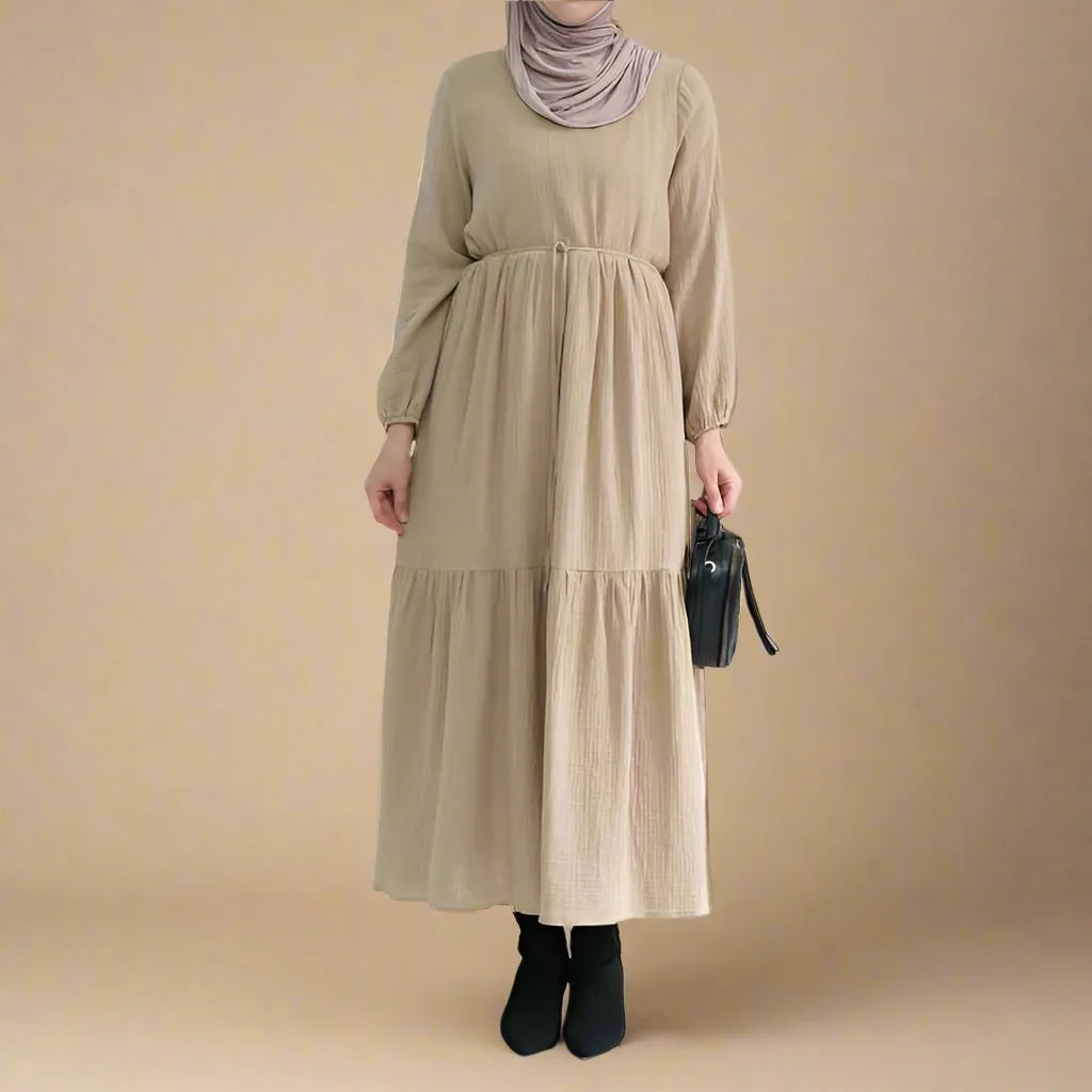 Sophie Comfortable cotton dress with  a belted waist