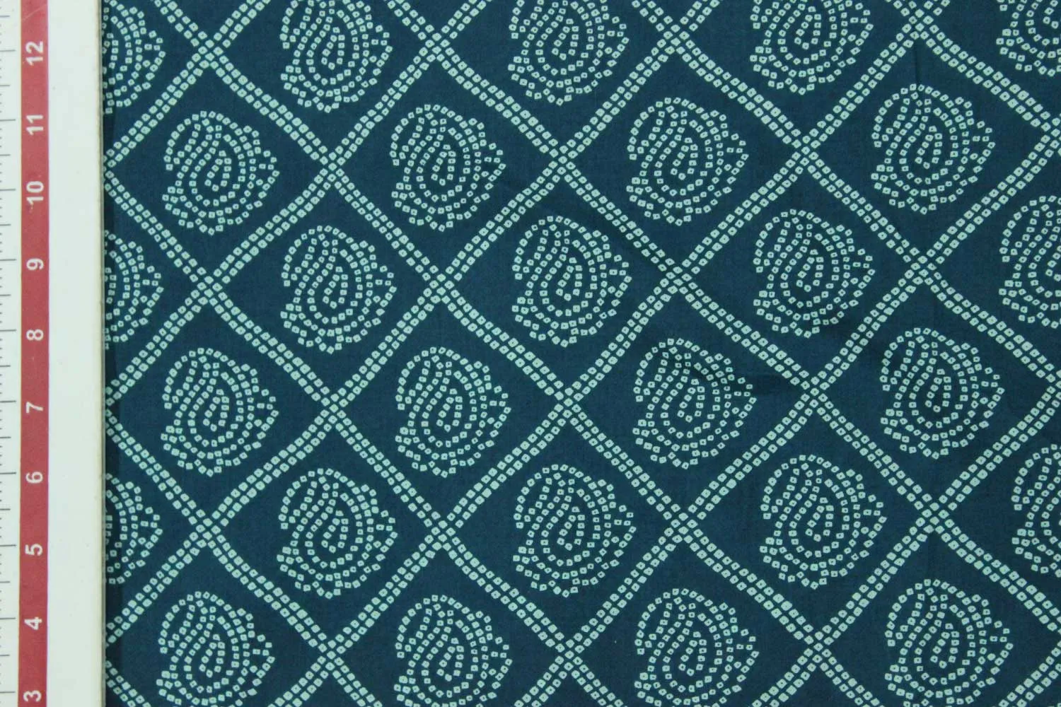 Teal Cotton Cambric Block Printed Fabric