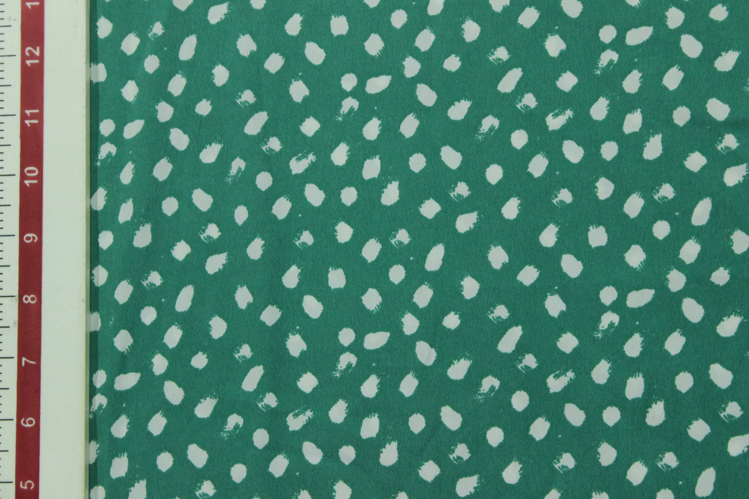 Teal Green Printed Crepe Fabric