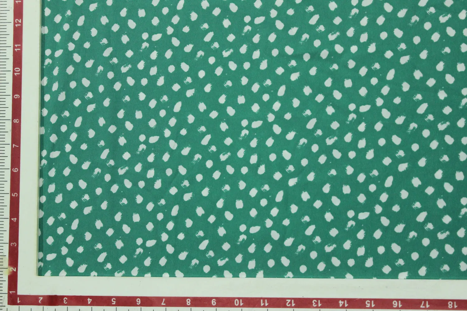 Teal Green Printed Crepe Fabric