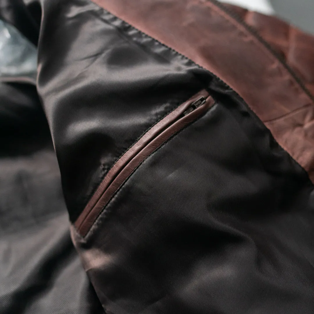 Teton Leather Light Down Jacket | Mahogany Brown