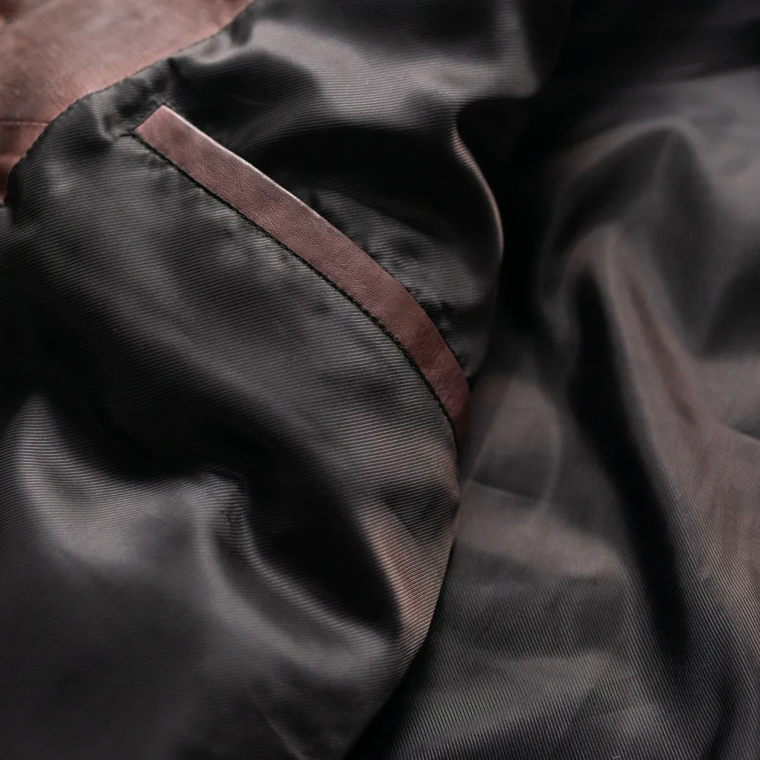 Teton Leather Light Down Jacket | Mahogany Brown