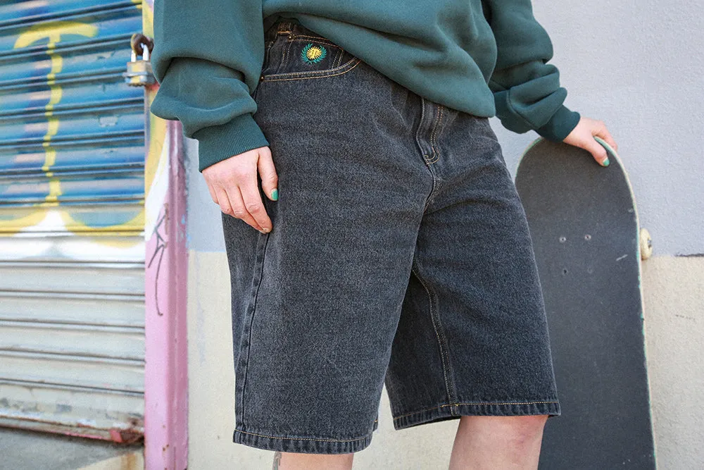 Theories Plaza Denim Shorts Washed Black