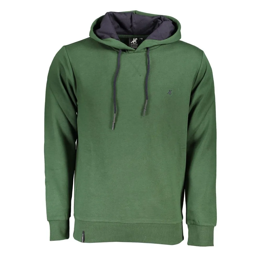 U.S. Grand Polo Elegant Green Hooded Sweatshirt with Embroidery