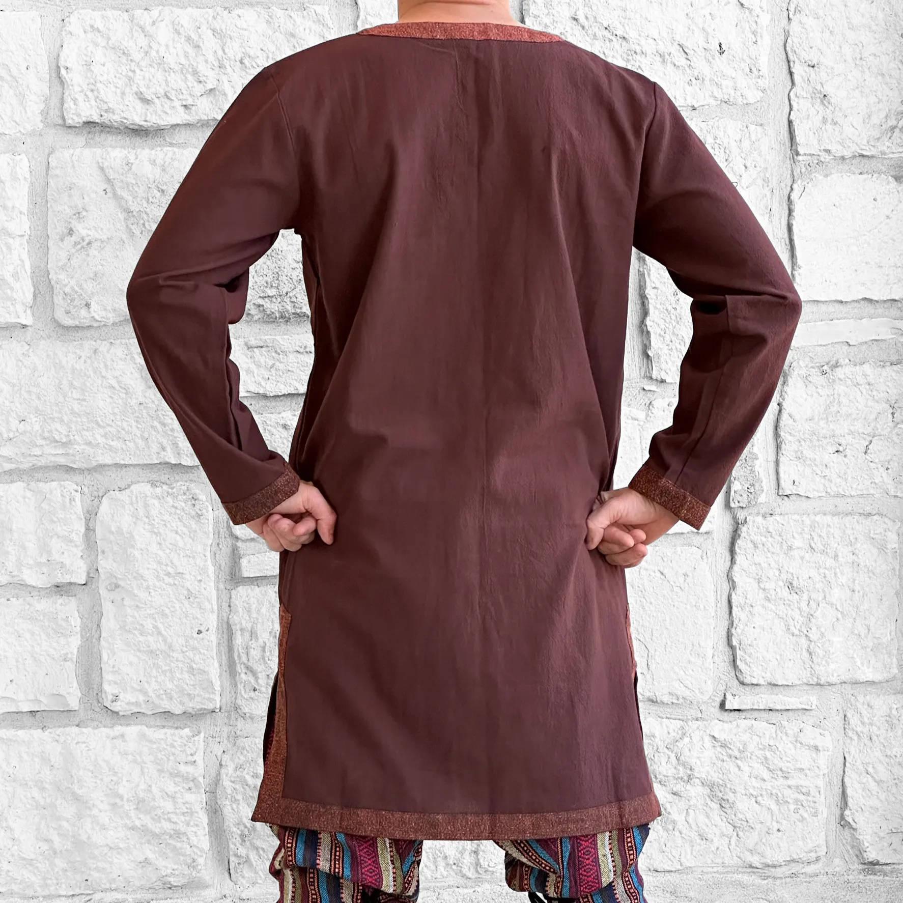 'Viking Shirt' Long Sleeves Medieval - Dark Brown