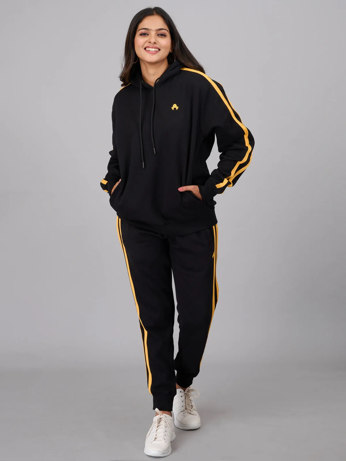 Women Black Co-ord Set With Hoodie (GBHDST2387)