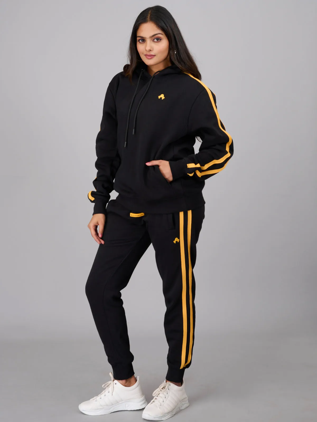 Women Black Co-ord Set With Hoodie (GBHDST2387)