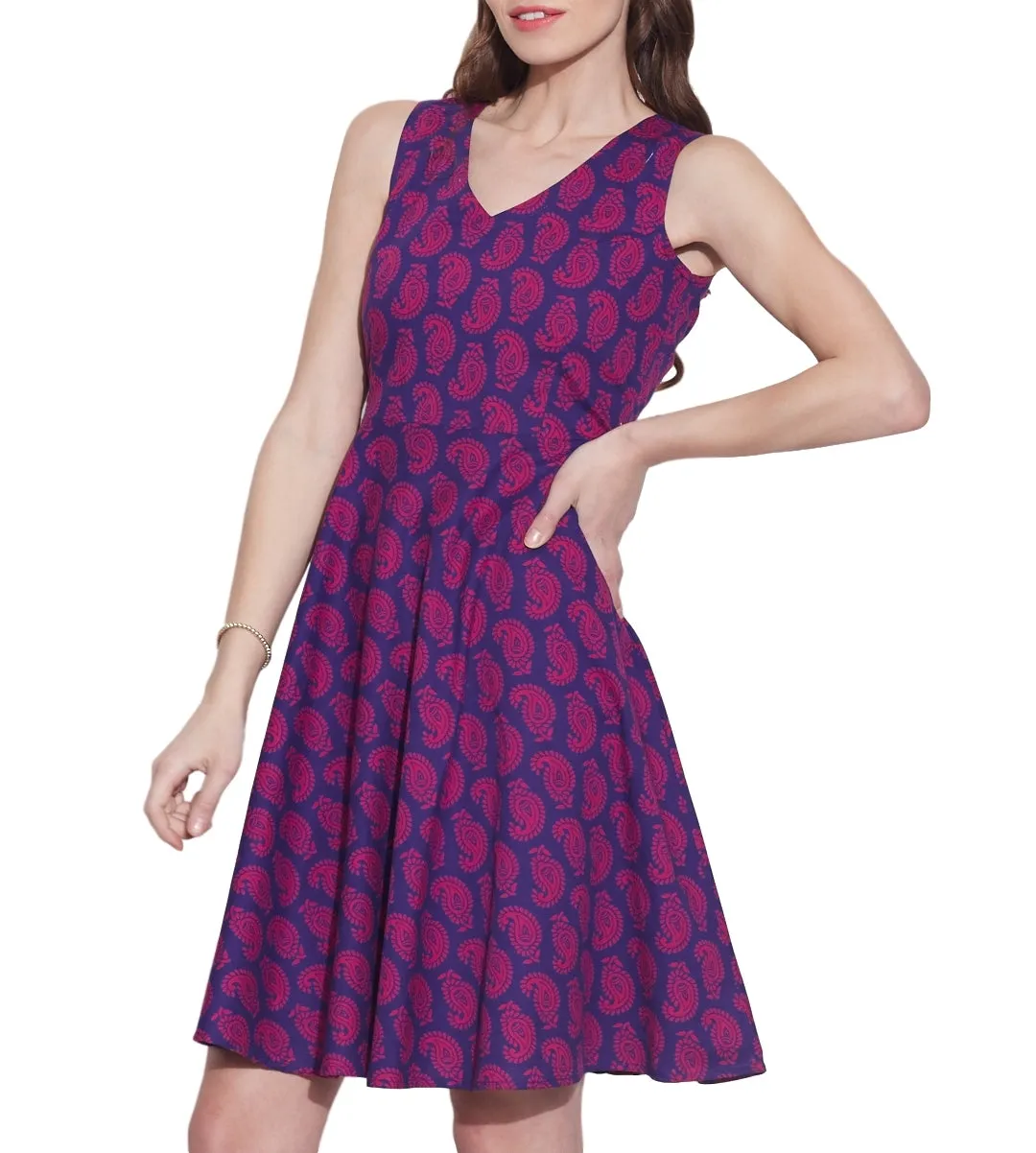 Women's Apparel Cotton Printed Dress,Machine Washable,W-CPD32-1630, Size-32 Inch