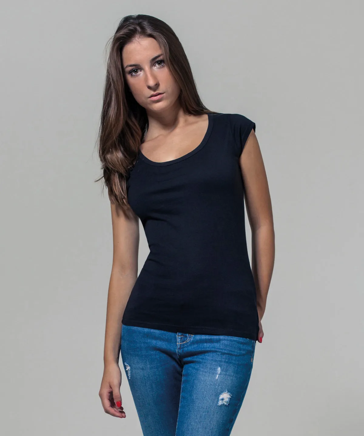 Womens back cut tee | Black