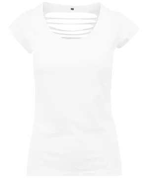 Womens back cut tee | White