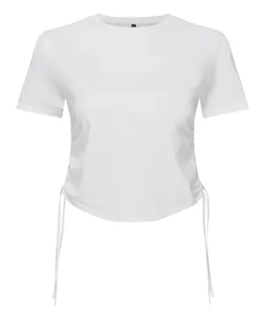 Womens TriDri® ruched crop top | White