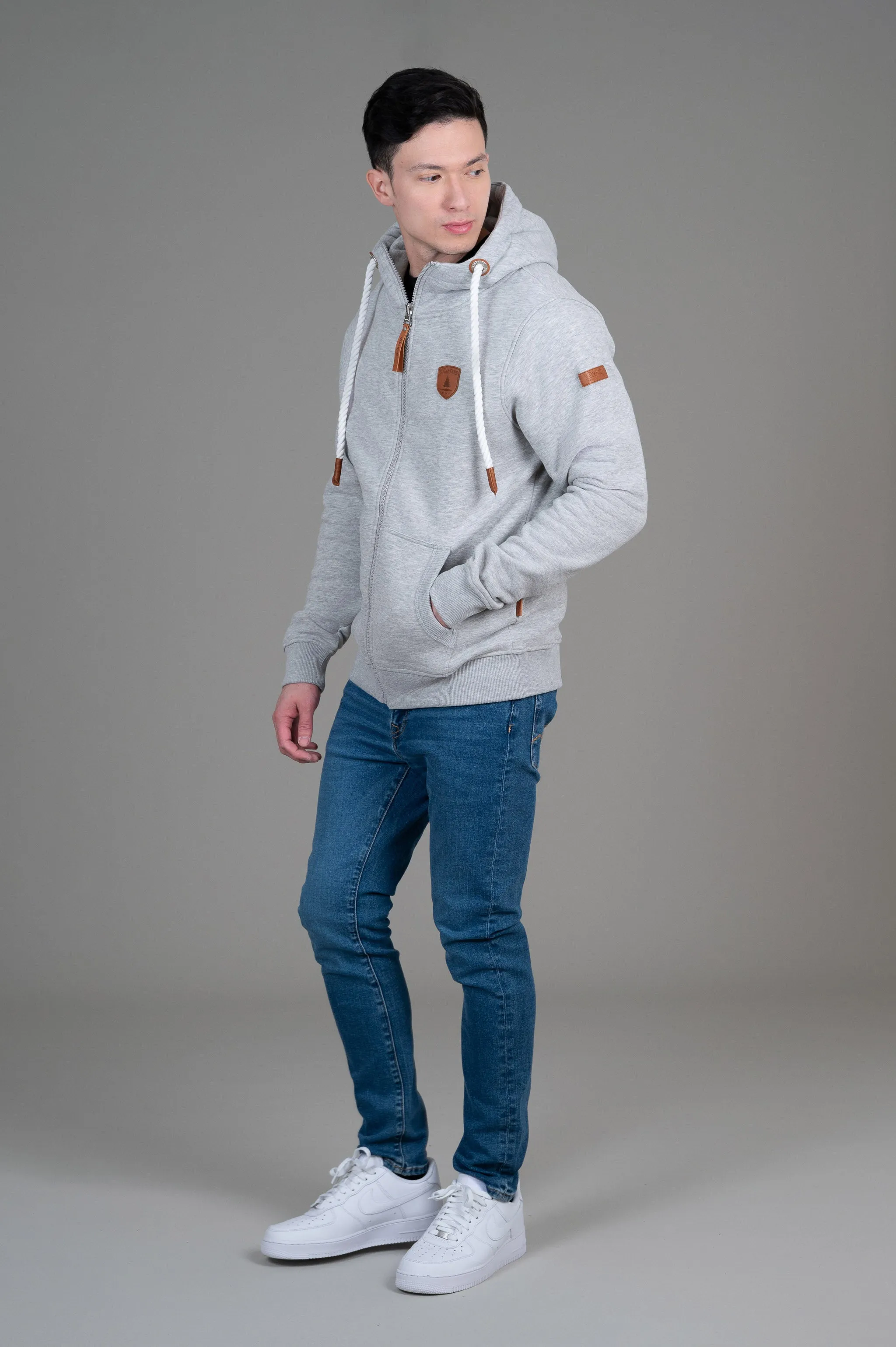 Zeus Light Heather Grey Full-Zip Hoodie