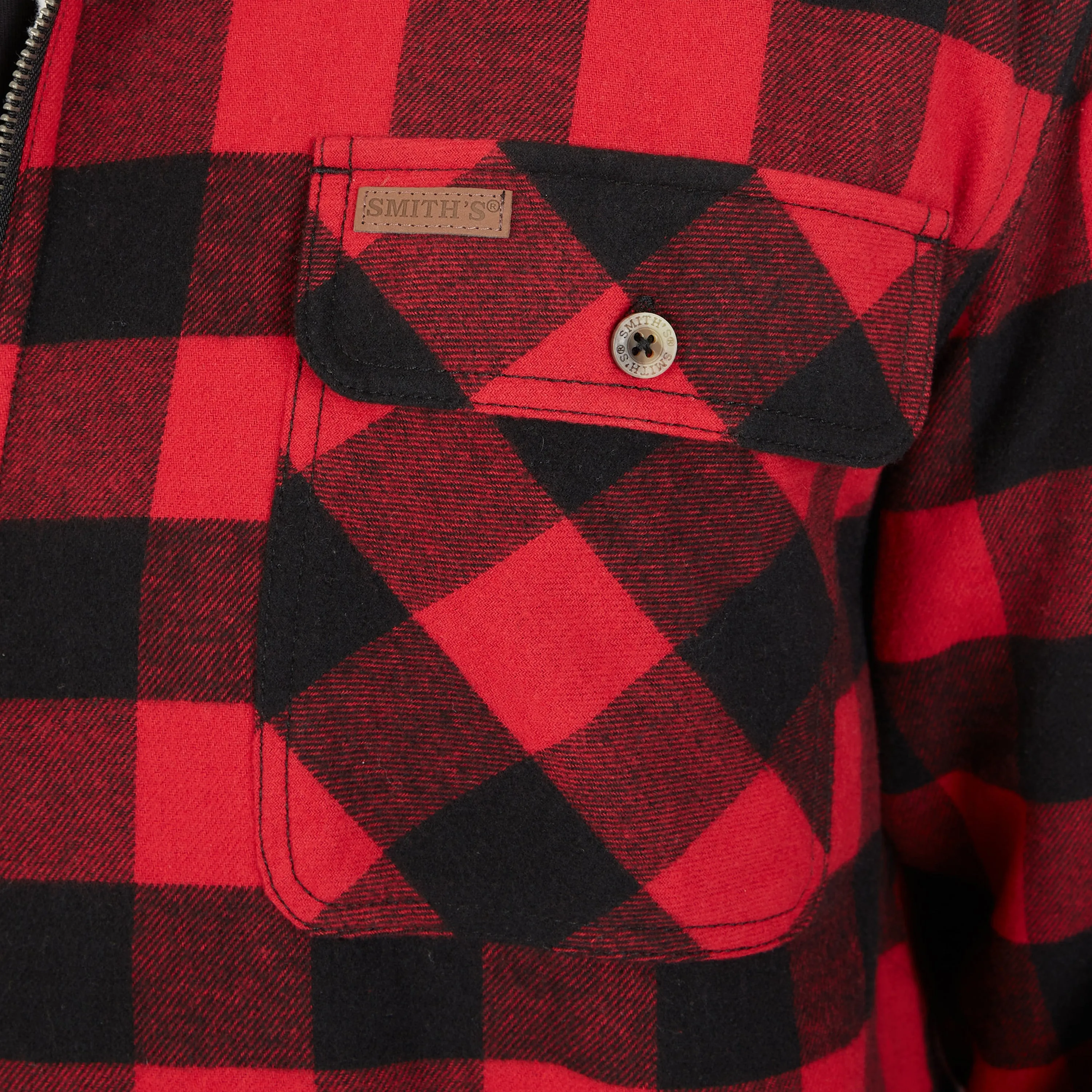 ZIP-FRONT SHERPA-LINED FLANNEL SHIRT JACKET